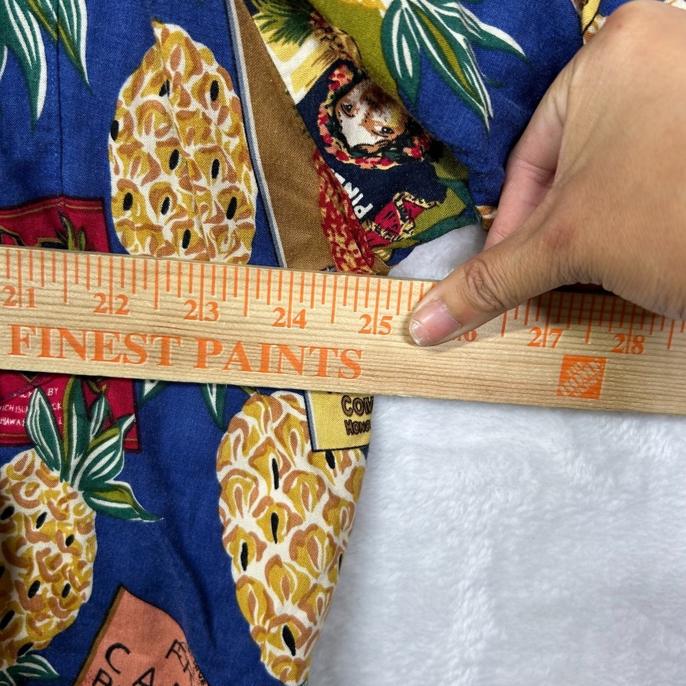 Vintage Joe Kealoha's Hawaiian Shirt Men's Blue Pineapple Print Button Up Beach - Picture 4 of 7
